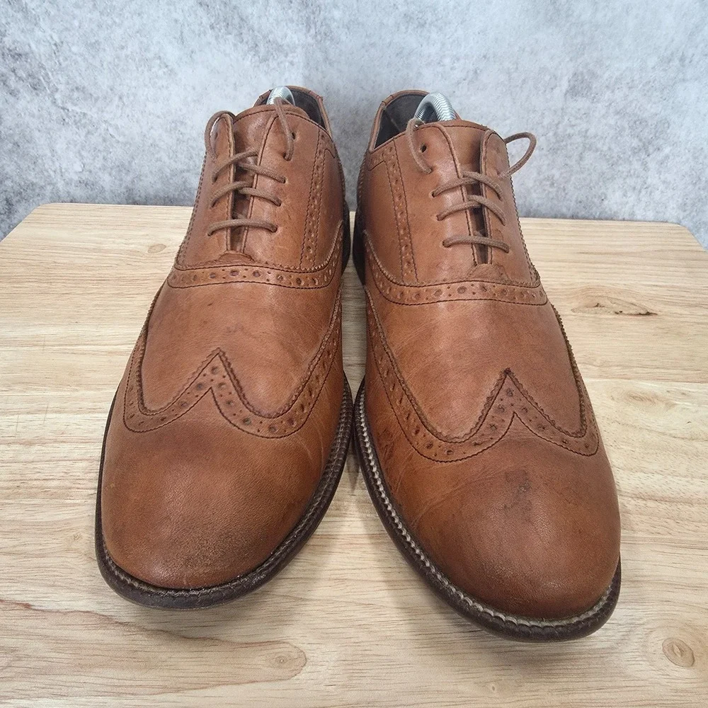 Cole Haan Williams Derby Shoes Mens 10.5 Tan Leather Wingtip‎ Brogue Oxford